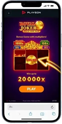 Grote winst van 185 euro tijdens Royal Joker bonusronde